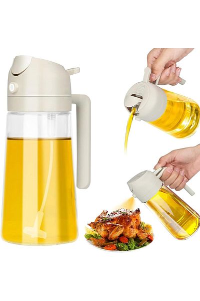 KUNFLEX وعاء زيت بخاخ زجاجي كبير الحجم سعة 600 مل مع وظيفة مزدوجة