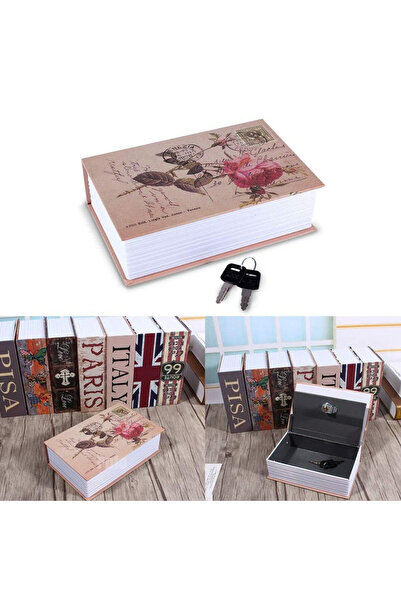 PUFO secret book-type safe with key for locking, Rose of Love model, 18 x 12 cm