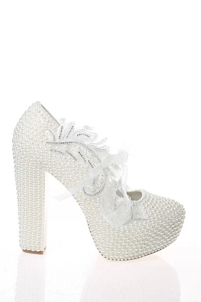 PayBuy Moda Femei Perle Albe Pietre Brodate Pantofi Mireasa Tocuri Nunta Logodna Seara Rochie Pantofi