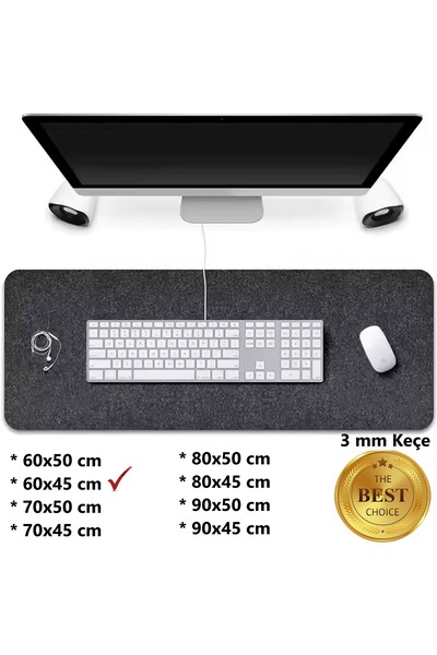 Wotrart Mouse Pad Masa Üstü Koruyucu Orta Boy 3mm Keçe Klavye PC Notebook Altı