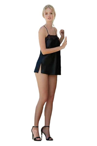 Andra Lingerie 2-piece set Babydoll + Brazilian satin briefs with lace details 8570 White S INTL