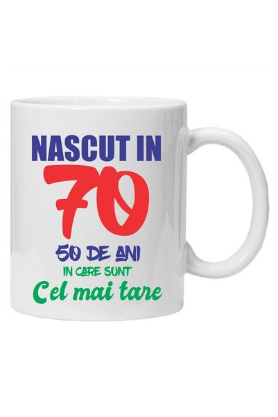OEM Cană albă personalizată „Născută în”, INOVATIX®. 330ml