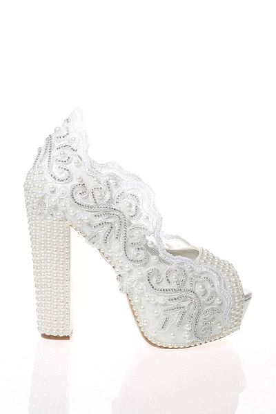PayBuy Moda Femei Perle Albe Pietre Brodate Pantofi Mireasa Tocuri Nunta Logodna Seara Rochie Pantofi