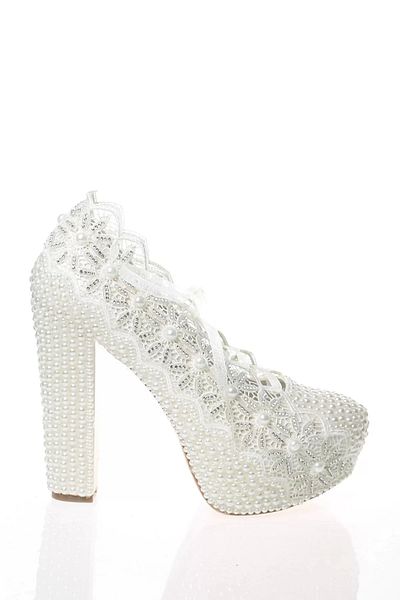 PayBuy Moda Femei Perle Albe Pietre Brodate Pantofi Mireasa Tocuri Nunta Logodna Seara Rochie Pantofi