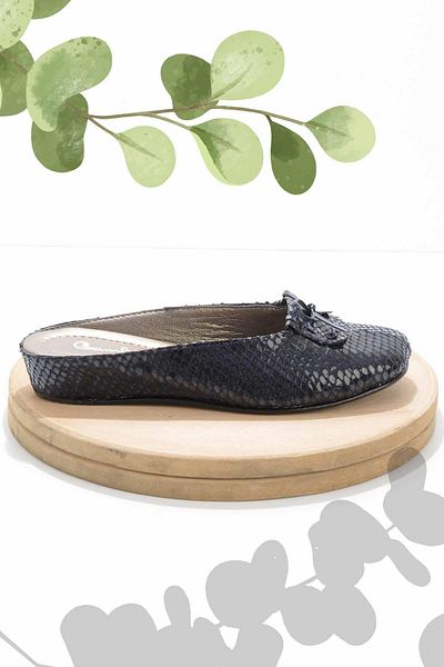 Bambi Γυναικείες παντόφλες για το σπίτι Navy Blue Snake Print XZ1190030007