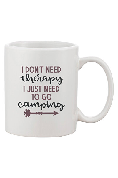 OEM Cană albă personalizată „Nu am nevoie de terapie, trebuie doar să merg cu cortul”, INOVATIX®. 330 ml