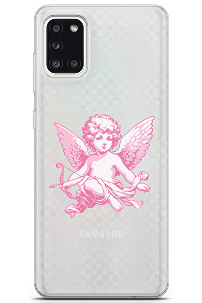 moonset Samsung Galaxy A31 Uyumlu Melek Tasarımlı Baskılı Şeffaf Telefon Kılıfı