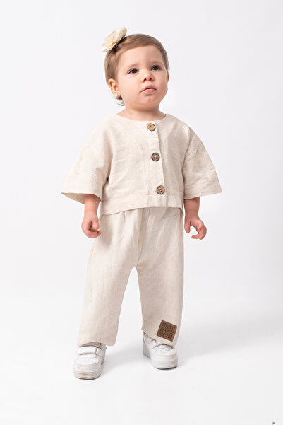 Popshops Gırls Baby Girl Button Detailed Set of 2