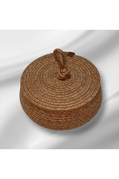 AZR HOME DESİGN Natural Jute Rope Hessian Multi-Purpose Basket with Lid