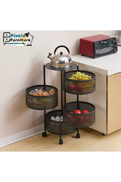 PixelsFurniture رفوف تخزين مطبخ متعدد الطبقات من بكسل الأثاث، رف فولاذي دوار،...