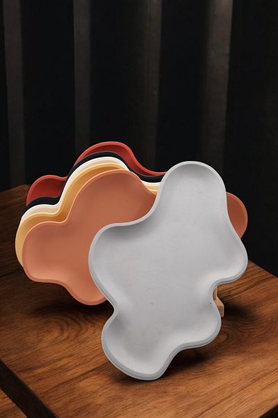 LUMİNA Cloud Formed Decorative Concrete Plate – (29 X 17 cm) – 6 Color Options – Gray