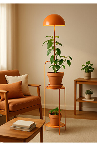 HOMİNG Homing Luopi Turuncu Çiçek Standlı Raflı Lambader