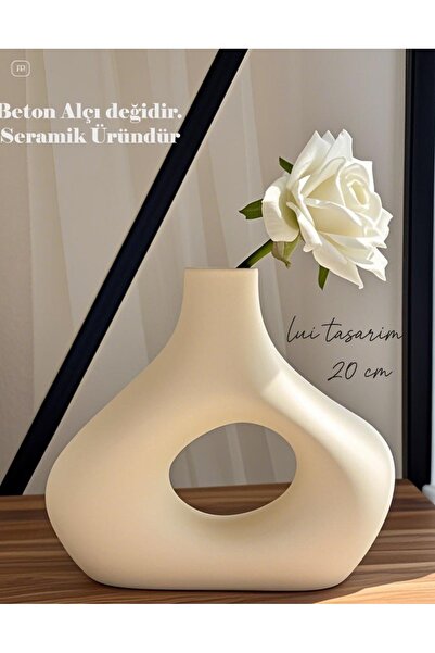 Lui Tasarım Krem Rengi Zarif Iskandinav Tarzı Sade Seramik Beyaz 20cm