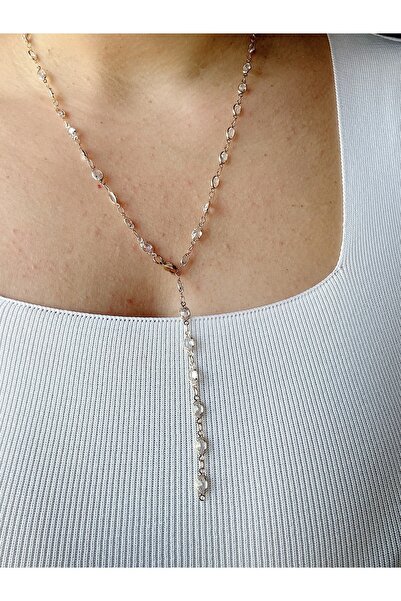 Gümüş sandık Geometrik Oval Y Çelik Kolye