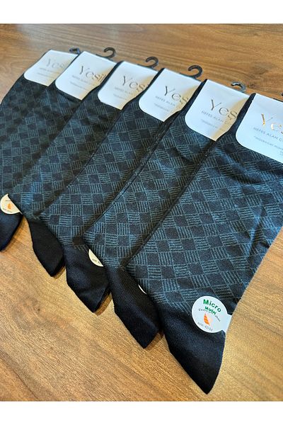 YEŞİL Мъжки чорапи от микромодал Comfort Jacquard, 6 броя