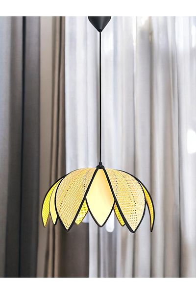 KorFam Modern Hazeran Look Double-Leaf Flower-Shaped Bohemian Rustic Chandelier