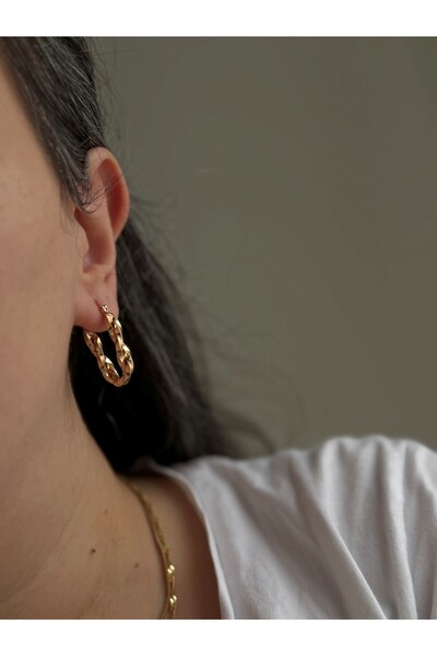 Owentis Çelik Rose Gold Burma U Form Elmore Küpe -kararma yapmaz-