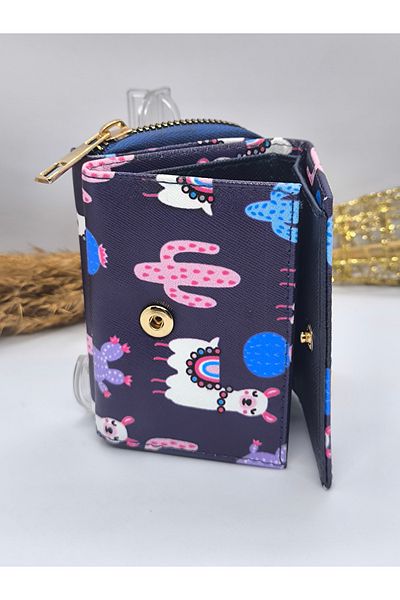 Ece Takı Aksesuar Patterned Paper Children's Small Size Wallet with Money and Coin Compartments