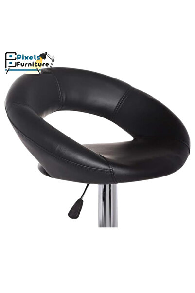 PixelsFurniture Set of 2 Pixel Furniture Bar Stools Adjustable Modern Design Swivel Leather Backrest Footrest