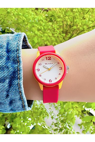 Jaga 10 Atm Waterproof Silicone Cord Children's Wristwatch (Suitable for Use in the Sea and Pool)