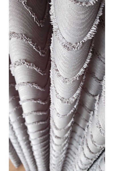 Yuka Keten Dokulu Sakallı Füme Pano Fon Perde Lüks Ağır Gramajlı Tek Kanat 1/3 Sık Pileli