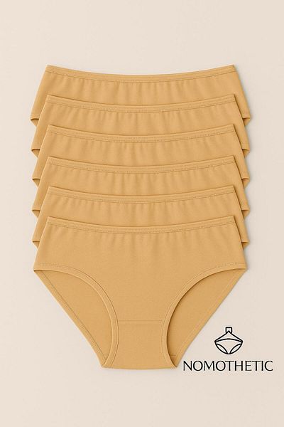 NOMOTHETIC 100% Cotton Women's Large Size Women's Bato High Waist Women's Panties Skin Color 5 Pack