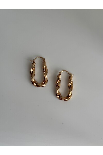 Owentis Çelik Rose Gold Burma U Form Elmore Küpe -kararma yapmaz-