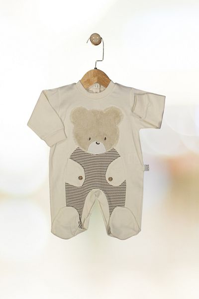 Baby s Breath Flower Bear Patterned Unisex Baby Jumpsuit 100% Cotton 0-3-6 Months Baby Girl-Boy Clothes
