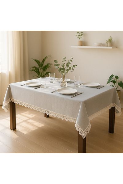 Prime Sleeks Table Cloth, Stain-Repellent Dining Table Cloth - Gray