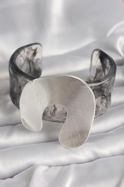 Store Black Marble Pattern Acrylic Plate Vintage Women's Bracelet
