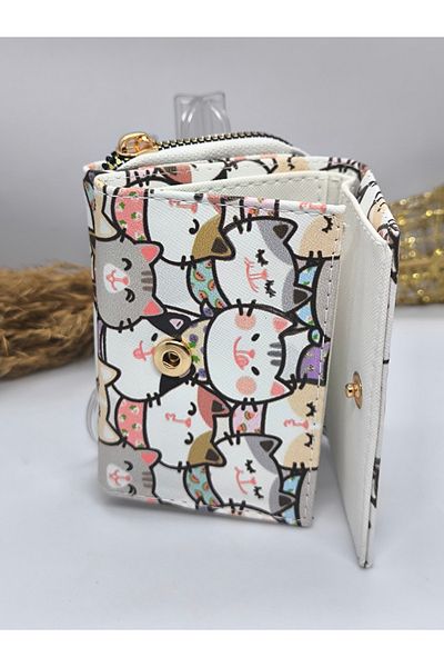 Ece Takı Aksesuar Patterned Paper Children's Small Size Wallet with Money and Coin Compartments