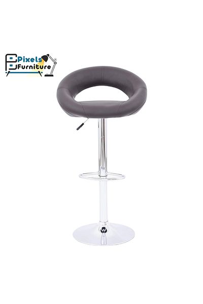 PixelsFurniture Set of 2 Pixel Furniture Bar Stools Adjustable Modern Design Swivel Leather Backrest Footrest