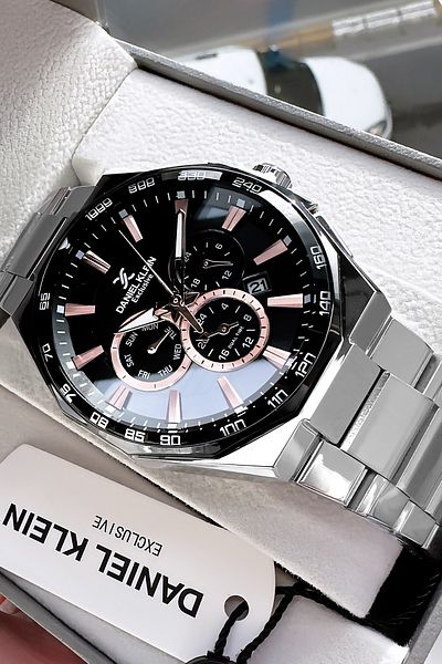 Daniel Klein 3 Atm Waterproof Men's Wrist Watch - Silver Color with Steel Band Gift Bracelet Dke2116C5