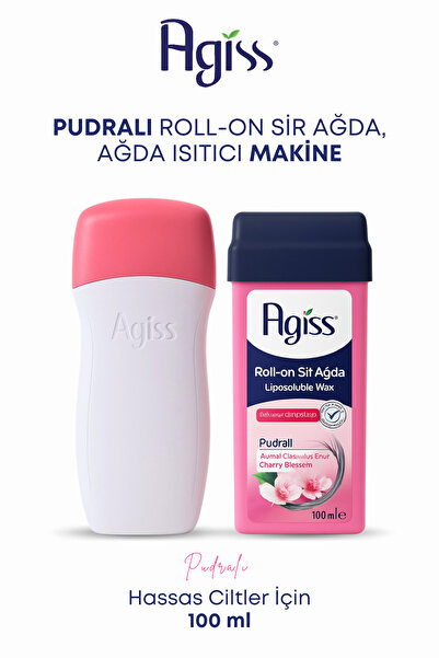 AGISS Isıtıcı Ağda Makinesi, Hassas Ciltler için Ağda 100 ml, 2 metre Ağda Bezi, Ağda Temizleme Mendili