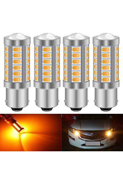 Erlight 33 LED MERCEKLİ TURUNCU TEK DUY 93 AMPÜL Fren Sinyal İşık lamba ampul 4 Adet