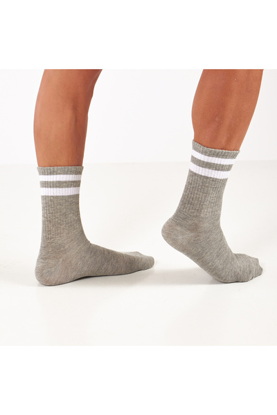 Go With 4'lü Pamuklu Çemberli Kısa Yarım Konç Yıkamalı Fitilli Kolej Tipi Tenis Spor Erkek Çorap 3501