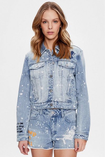 Guess Guess Stevie Denim Jacket W3GN45 White/Light Blue 2XL INTL