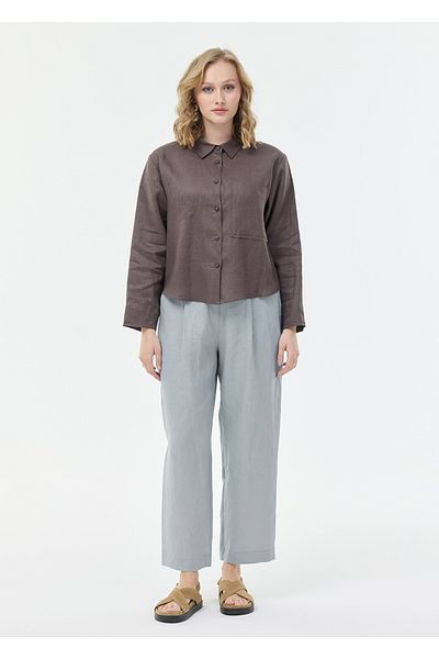 Armağan Linen Trousers with Pile Detail