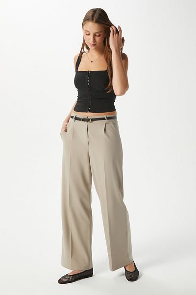 Ritnice Women's City Elastic Waist Poly Viscose Stone Woven Trousers