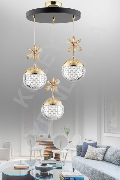 KUZEY AYDINLATMA Roma 3 Lü Siyah Gold Kumandalı 3 Renk Ledli Aydınlatma