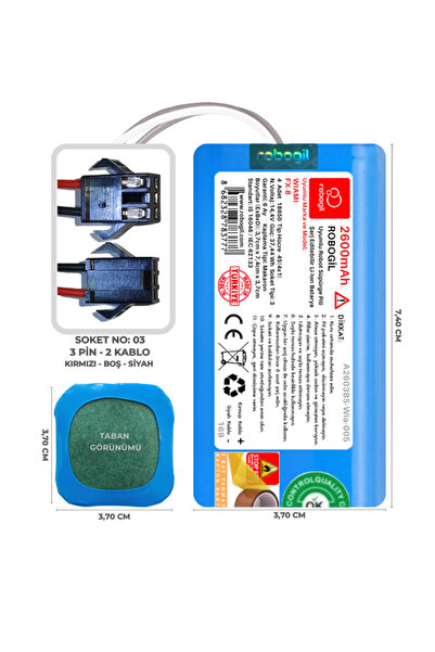 ROBOGİL Wiami Fx-8 2600mah Pili Uyumlu Robot Süpürge Bataryası A2603bs-wia-005