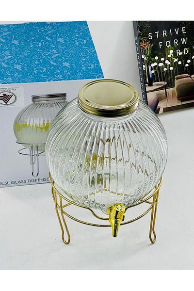 Generic 5.5L Glass Beverage Dispenser with Metal Stand