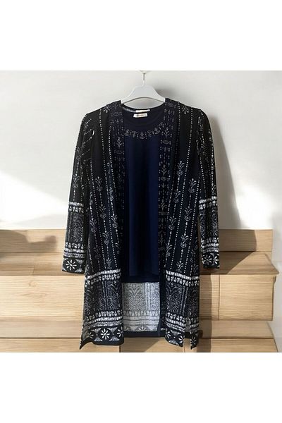 RENAR Navy Blue Hijab Mother Double Set