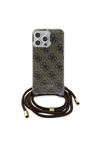 Guess Θήκη iPhone 15 Pro Max με Κορδόνι, Στάμπα Crossbody 4G, Guess - Καφέ