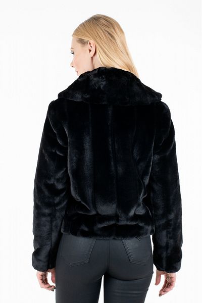 Guess Guess Sophy Hooded Faux Fur Jacket Black XL INTL