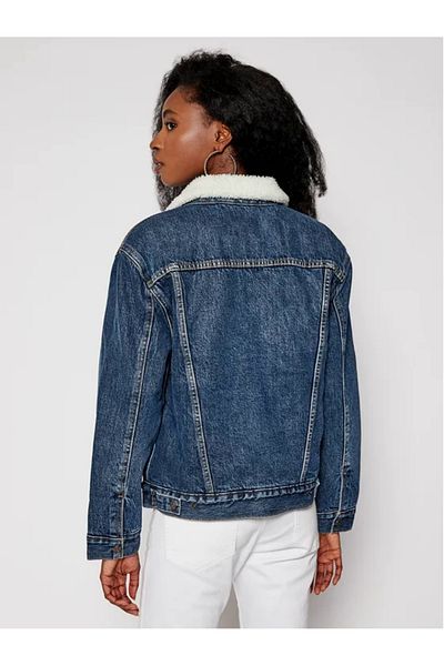 Levi's Levi's denim trucker jacket with sherpa fur and chest pockets Navy XL INTL