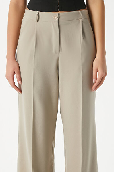 Ritnice Kadın City Bel Lastikli Poly Viskon Taş Dokuma Pantolon