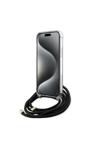 Guess IPhone 15 Pro Max Case with Cord, Crossbody Cord 4G Print, Guess - Black