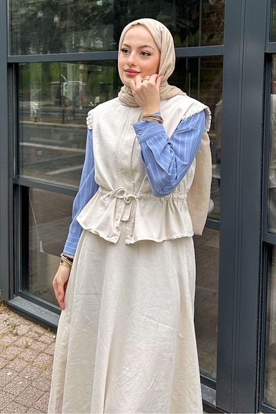 Ovn. Vest Gabardine Suit - Stone Color