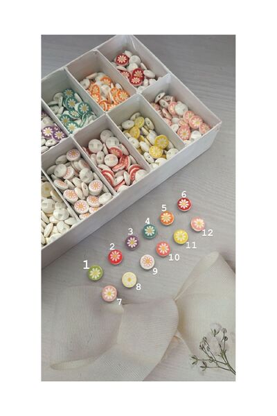 miraylahobi Baby Button Daisy 15mm (1.5cm) Model 24 Pieces Mixed Color